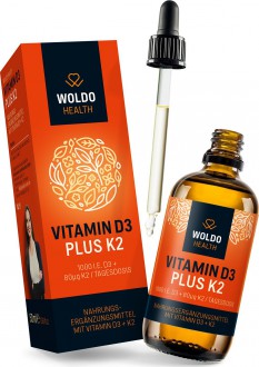 KOMPLETNÍ SORTIMENT - WoldoHealth Vitamin D3 + K2 Kapky ( 1000 I.U. )