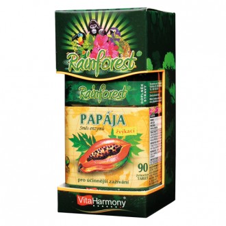 KOMPLETNÍ SORTIMENT - RainForest® Papája, směs enzymů 45 mg - 90 cumlavých tbl.