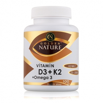 KOMPLETNÍ SORTIMENT - Golden Nature Vitamin D3 2000 I.U.+K2 MK-7+Omega 3 100 cps.