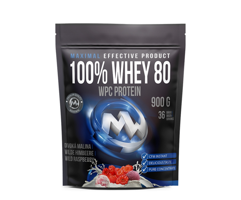 100% MaxxWin WHEY Protein 80 900g - Divoká malina + dárek Golden Nature Slunečnicové semínko 100g zdarma