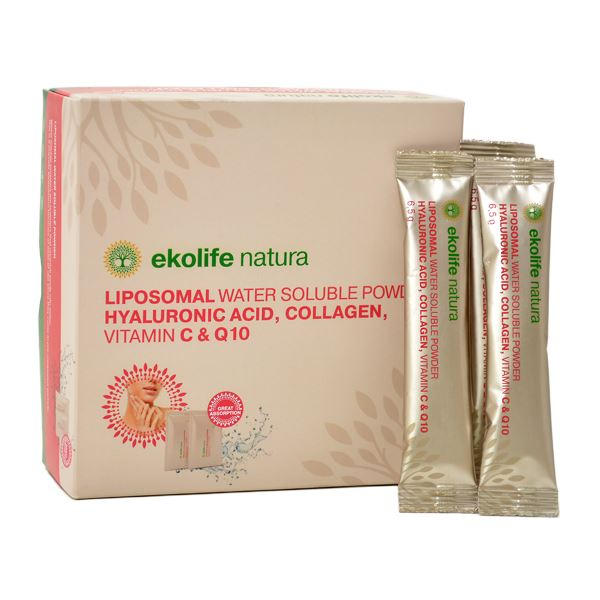 Ekolife natura Liposomal Hyaluronic Acid, Collagen, Vitamin C and Q10 15 x 6,5g + dárek Golden Nature Chia semínka 100g zdarma