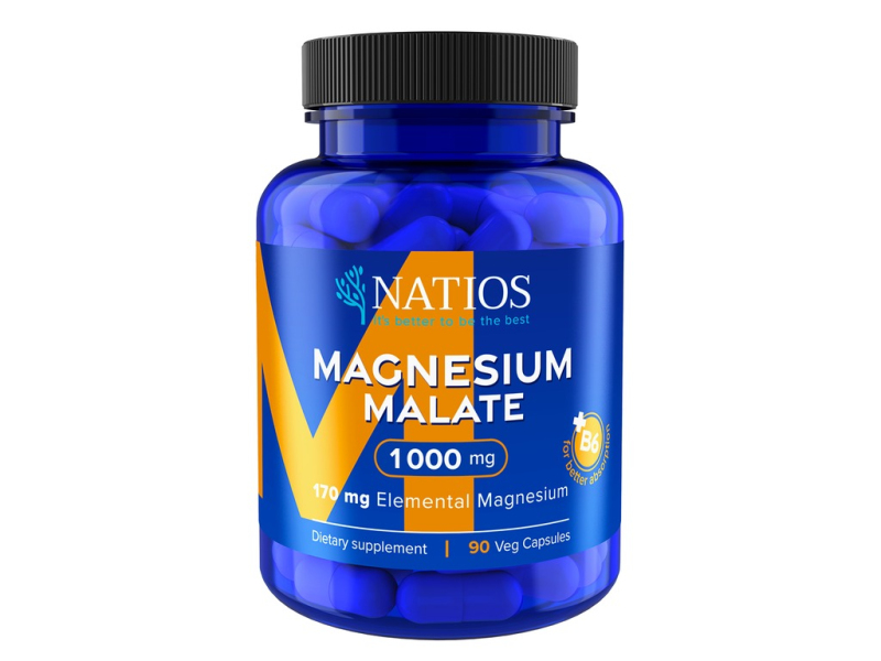 NATIOS Magnesium Malate 1000 mg + B6, 90 veg. kapslí - NATIOS