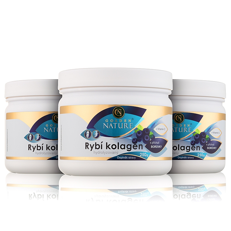 2+1 Golden Nature Rybí kolagen+Vitamin C - Borůvka 750g + doprava zdarma + dárek Golden Nature Goji 80g zdarma