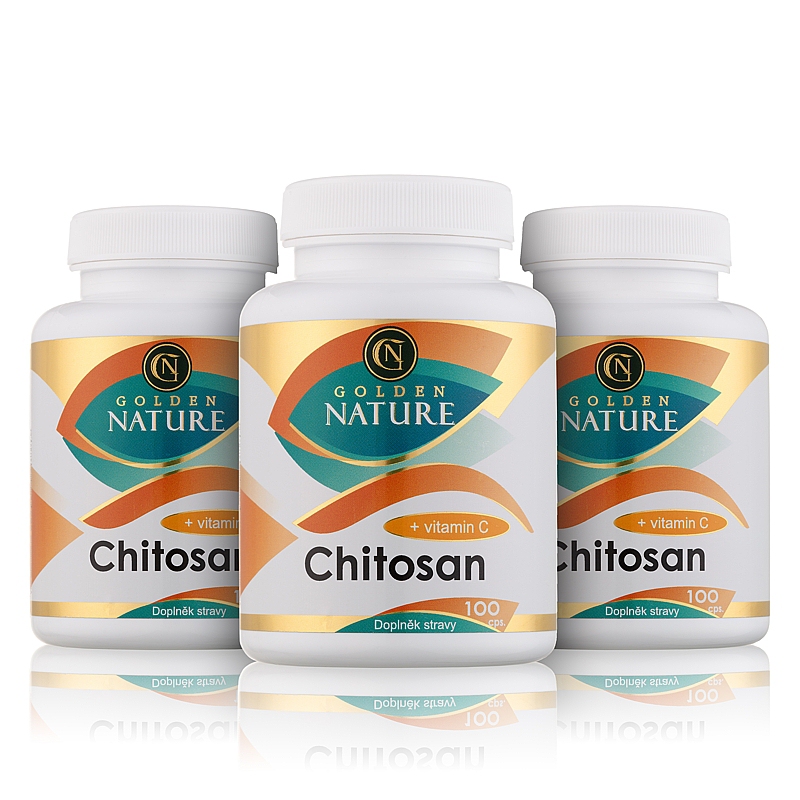 2+1 Golden Nature Chitosan + Vitamin C 300 cps. + dárek Golden Nature Chia semínka 100g zdarma