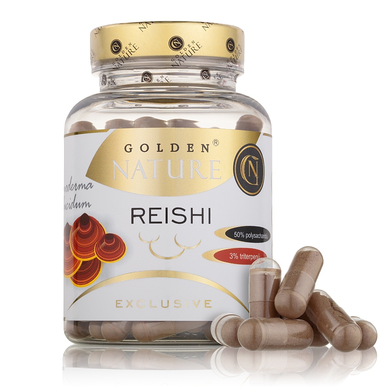 GN Exclusive Reishi 50% polysacharidů 100 cps. + dárek Golden Nature Slunečnicové semínko 100g zdarma