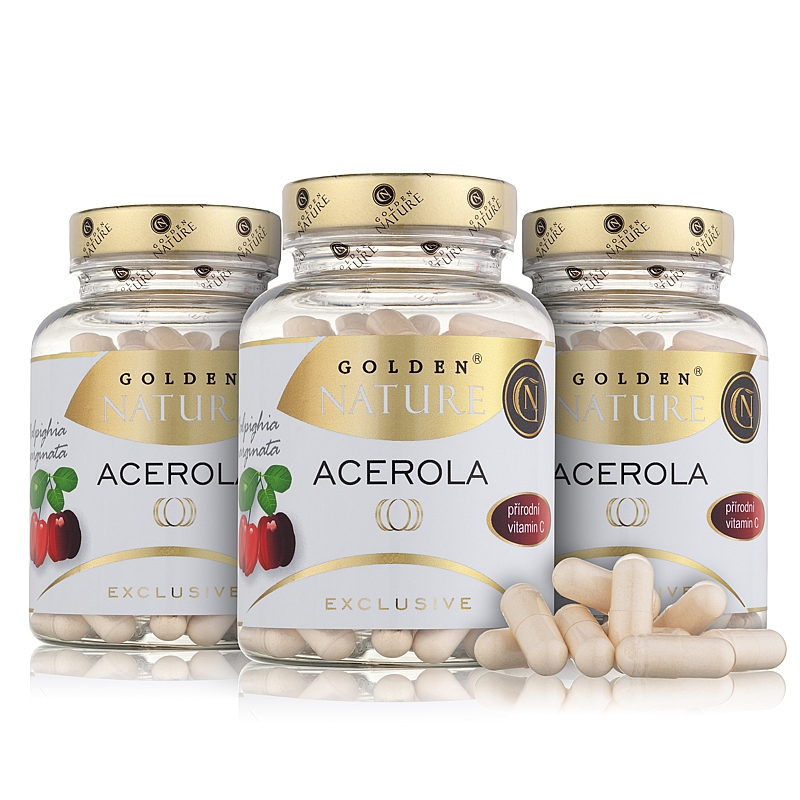 2+1 GN Exclusive Acerola (přírodní vitamin C) 300 cps. + dárek Golden Nature Slunečnicové semínko 100g zdarma