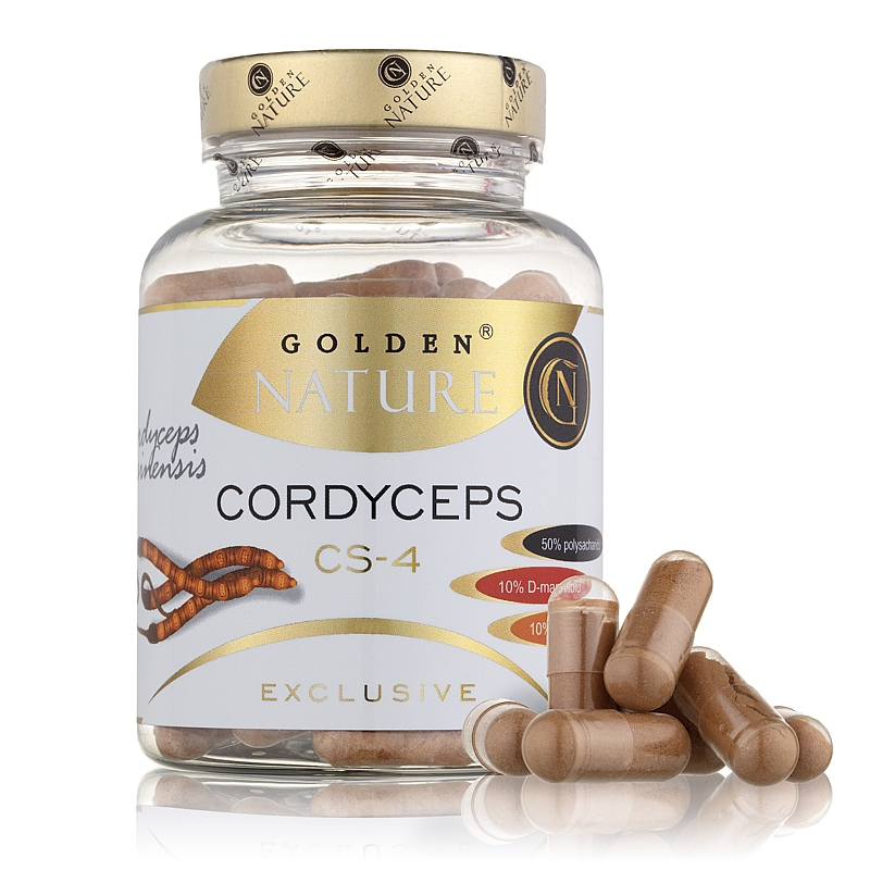 GN Exclusive Cordyceps sinensis CS-4 50% polysacharidů 100 cps. + dárek Golden Nature Slunečnicové semínko 100g zdarma