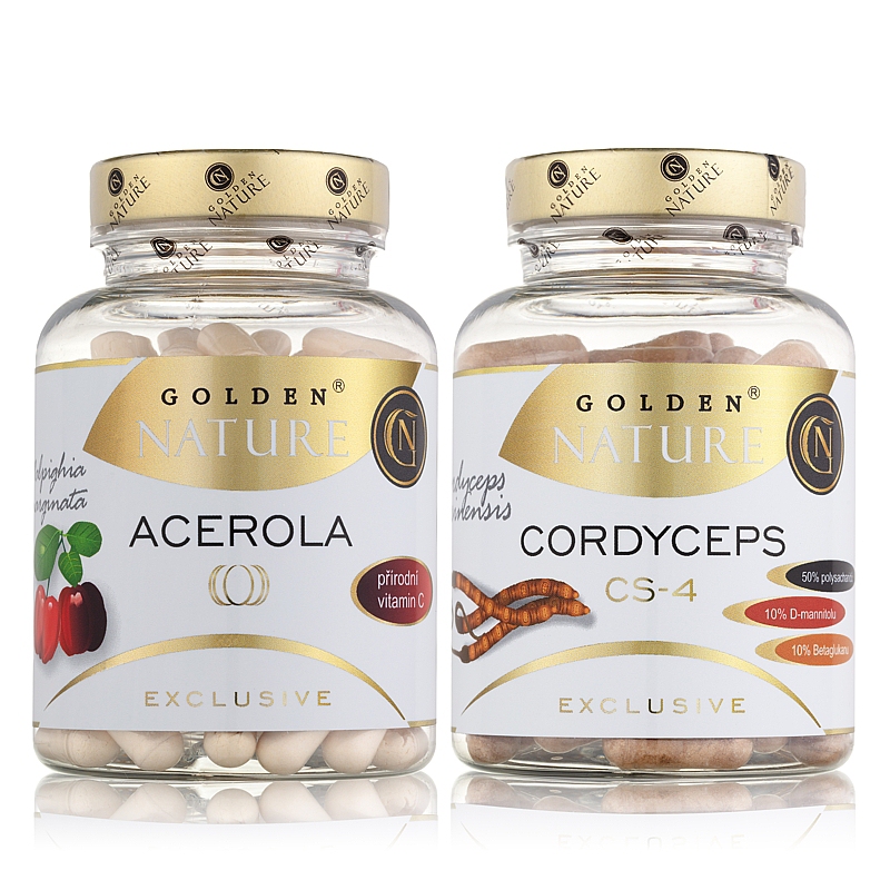 GN Exclusive Acerola 100 cps. + Cordyceps 100 cps + dárek Golden Nature Chia semínka 100g zdarma