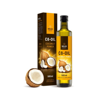 Woldohealth C8 MCT olej 100% kokosového oleje čistá kyselina kaprylová 500 ml