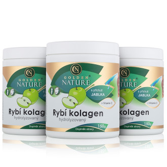 2+1 Golden Nature Hydrolyzovaný Rybí kolagen+Vitamin C 450g (jablko)