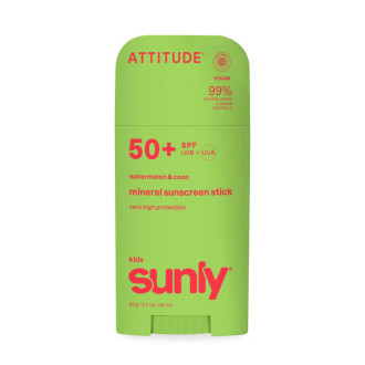 ATTITUDE Sunly Dětský minerální opalovací krém (tyčinka) SPF 50+  s vůní melounu a kokosu 60 g