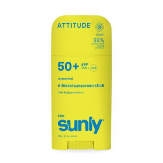 ATTITUDE Sunly Dětský minerální opalovací krém (tyčinka) SPF 50+ bez vůně 60 g