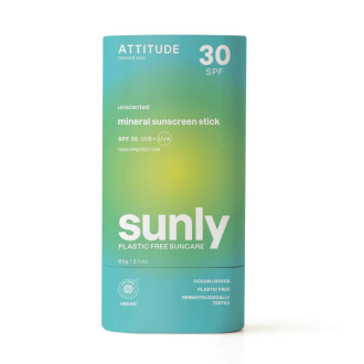 ATTITUDE Sunly Minerální opalovací krém (tyčinka) SPF 30 bez vůně 60 g