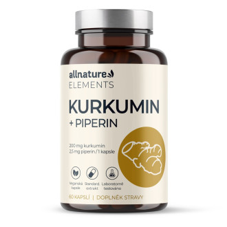 Allnature Kurkumin s piperinem bylinný extrakt 60 cps.