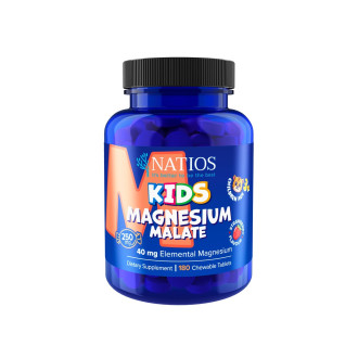 NATIOS Kids Magnesium Malate, 250 mg, 180 jahodových cucacích tabletek