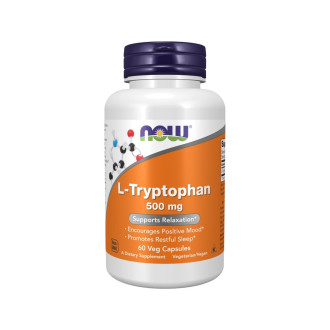 NOW Foods L-Tryptophan, 500 mg, 60 rostlinných kapslí