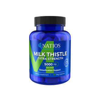 NATIOS Milk Thistle Extract, Ostropestřec, 5000 mg, Extra Strength, 90 veganských kapslí