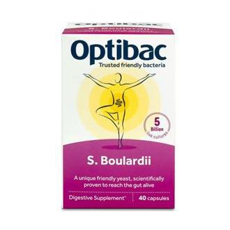 Optibac Saccharomyces Boulardii (Probiotika při průjmu) 40 kapslí